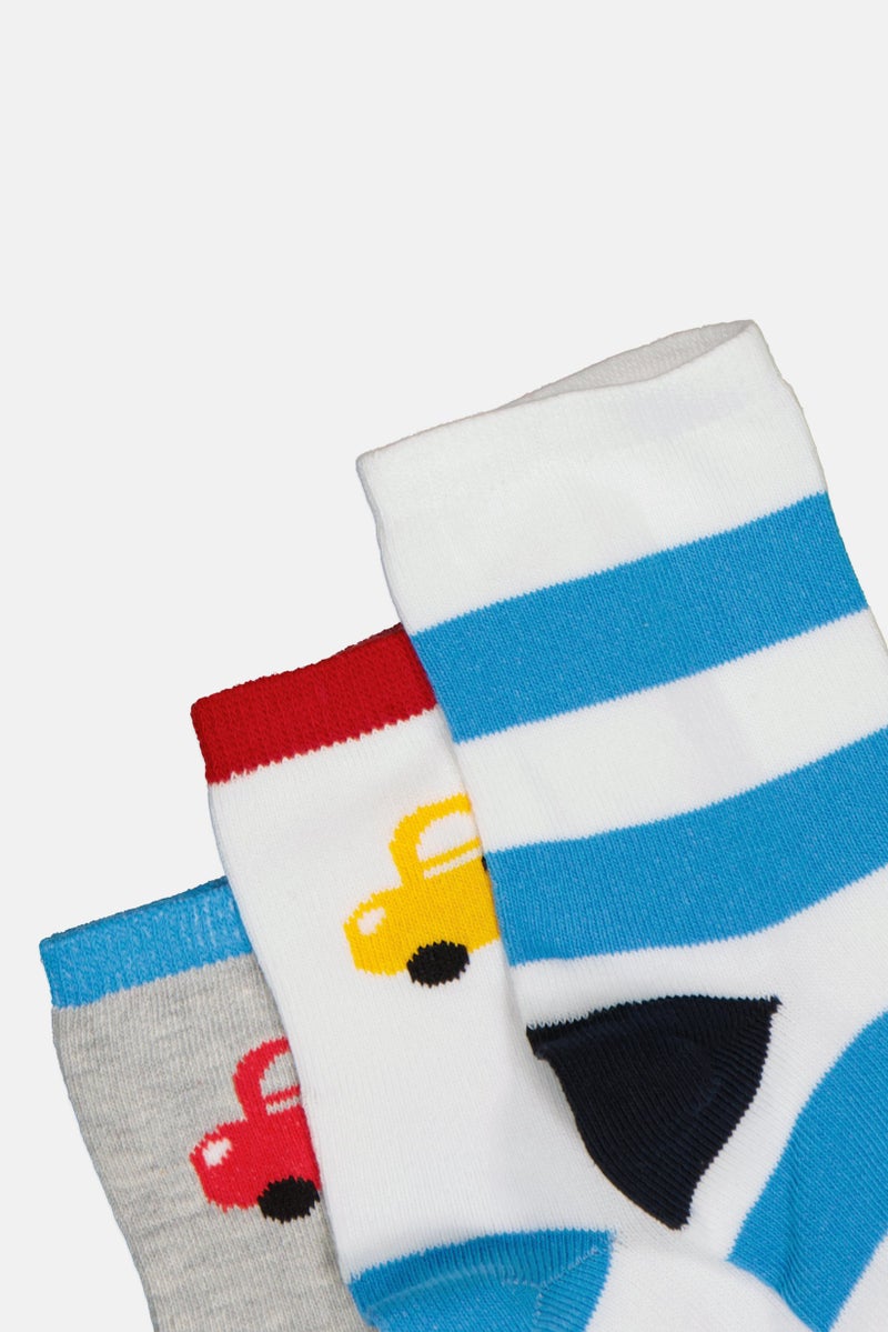 Joe Boxer Kids Boy 3 Pairs Graphic Print Crew Socks, Multicolor - Image 2